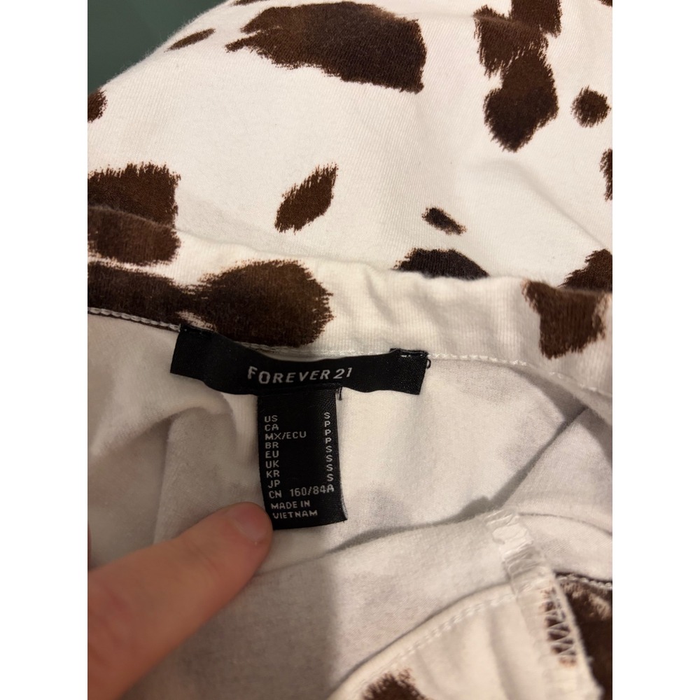Forever 21 Brown White Cow Print Bodysuit Sleeveless Scoop Neck Small - Picture 3 of 5
